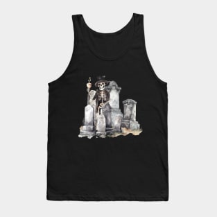 Skeleton at A Party in the Graveyard Tank Top